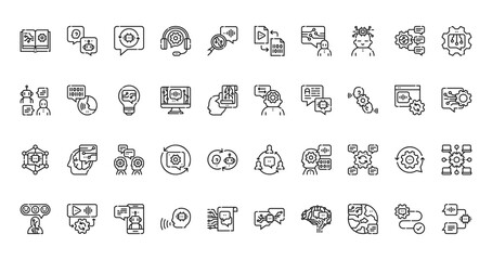 40 set of outline web natural language processing icons such as natural language processing, natural language processing, communication, sentiment analysis vector thin icons for report,