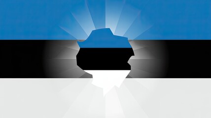 Estonia flag with ripped paper hole and glowing light creative Estonian national banner background for independence and patriotism designs
