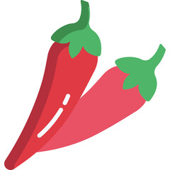 Two Red Chili Peppers with Green Stems on a Transparent Background Vibrant Red and Pink Hues Illustrating Spice and Flavor