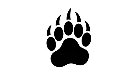 Black Bear Paw Print Silhouette Graphic.