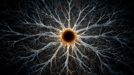 Glowing web of interconnected AI algorithms forming a luminous digital network that suggests intelligence data flow innovation and the hidden structure of advanced machine learning systems
