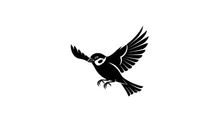 Fototapeta premium Black bird in flight, minimalist illustration, simple design.