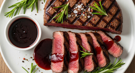 Perfectly grilled steak with rich sauce, a gourmet delight for food lovers everywhere