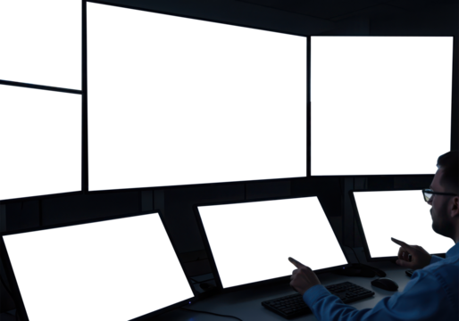monitoring multiple screen mock up set up industrial set up