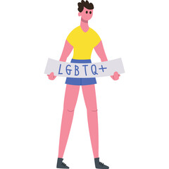 Person Holding LGBTQ Plus Sign Graphic Flat Design Minimalist Isolated Transparent Background