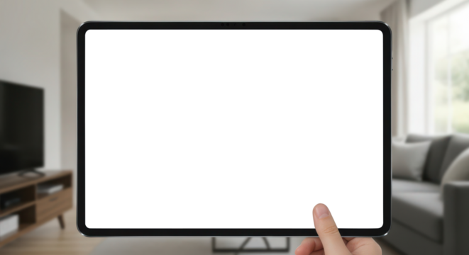 Smart home control on tablet mock up offers peace of mind and total security