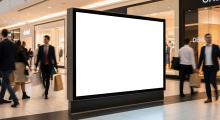 advertising display mockup in shopping center