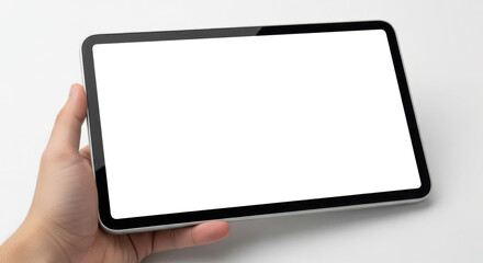 a simple tablet screen holding with left hand mock up