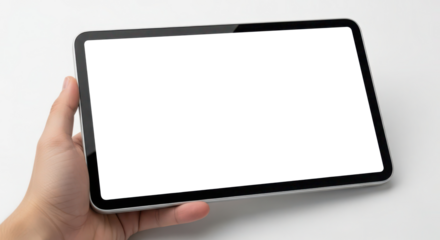 a simple tablet screen holding with left hand mock up