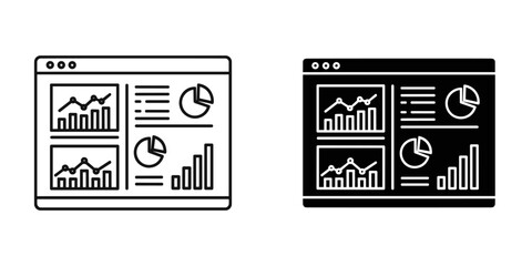 Data analytics dashboard in a browser window displaying various charts and graphs for business intelligence