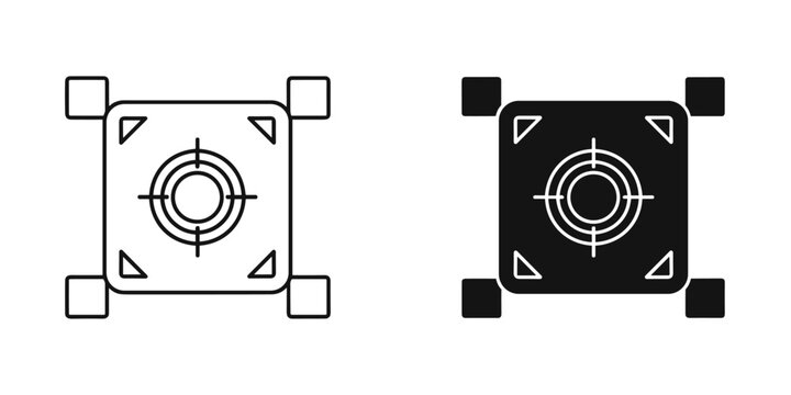 Target point icon with bounding box for focus and precision measurement, isolated on