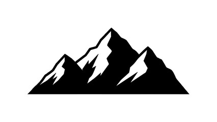 Vector illustration&nbsp;of black and white silhouette graphic icon of a rugged mountain range, isolated on transparent background