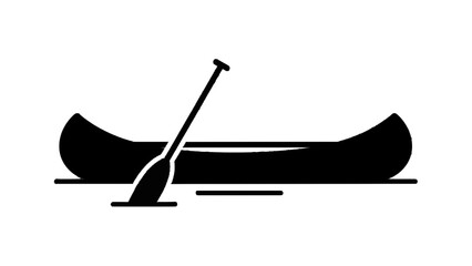 Vector illustration&nbsp;of simple black silhouette icon of a canoe with a paddle on water isolated on transparent background 