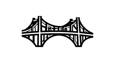 Minimalistic black and white bridge illustration on a white background providing an artistic and