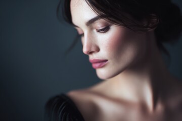 Fototapeta premium Beauty portrait, serene colors, soft lighting, trending on Adobe Stock, perfect lighting