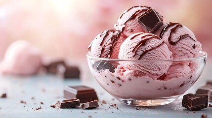 Indulge in decadent strawberry ice cream with rich chocolate sauce, perfect for summer treats and delicious desserts, ideal for food bloggers!