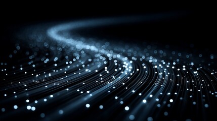 Abstract fiber optic cables conveying data or light signals with blur effect