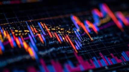 Abstract financial chart with uptrend and downtrend candlestick in stock market investment