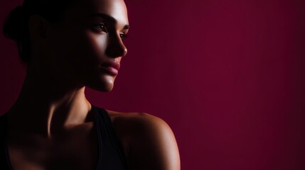 Fototapeta premium Fitness portrait, artistic colors, dramatic shadows, trending on Adobe Stock, perfect lighting