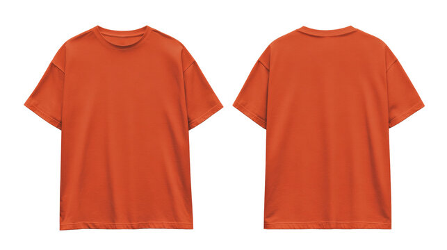 Burnt orange t-shirt mockup displaying front and back views ideal for showcasing apparel designs and creative graphic prints