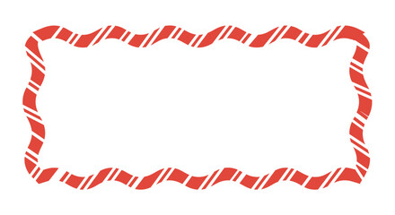 Obraz premium Illustration of a decorative rectangular frame with a red and white candy cane pattern border design