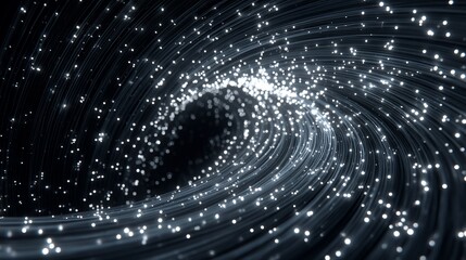 Abstract image of flowing lines with light particles for futuristic backdrop