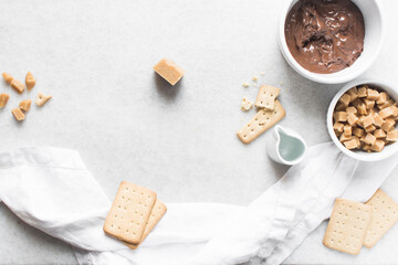 mise en place of ingredients used for making chocolate fudge
