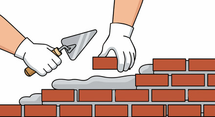 Cartoon bricklaying icon