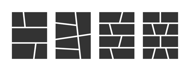 Set of anime comic book templates. Manga page panels isolated on white background. Grids for graphic novel storyboard. Photo collage, magazine, poster or brochure layouts. Vector illustration.