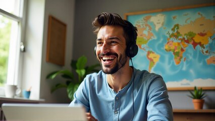 Friendly Hispanic Online Educator Connects