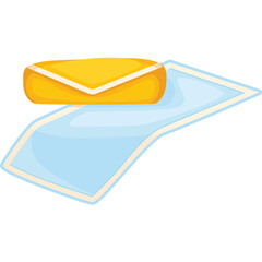 Yellow Envelope Mail Icon With Blue Document Transparent Background