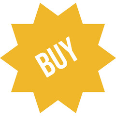 Yellow Starburst Shape With The Word Buy In White Capital Letters On A Transparent Background