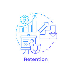 Retention blue gradient concept icon. Keeping talents engaged in workflow. Employee lifecycle. Round shape line illustration. Abstract idea. Graphic design. Easy to use in promotional material,