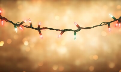 Obraz premium Illuminating colorful string lights creating a festive atmosphere with glowing bokeh on a warm background