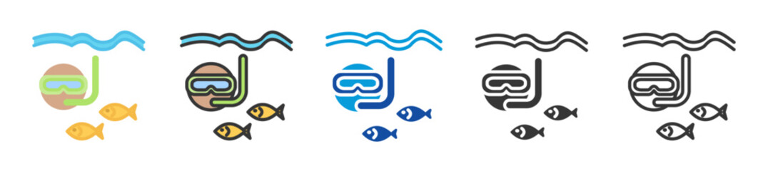 underwater icon set multi style various collection