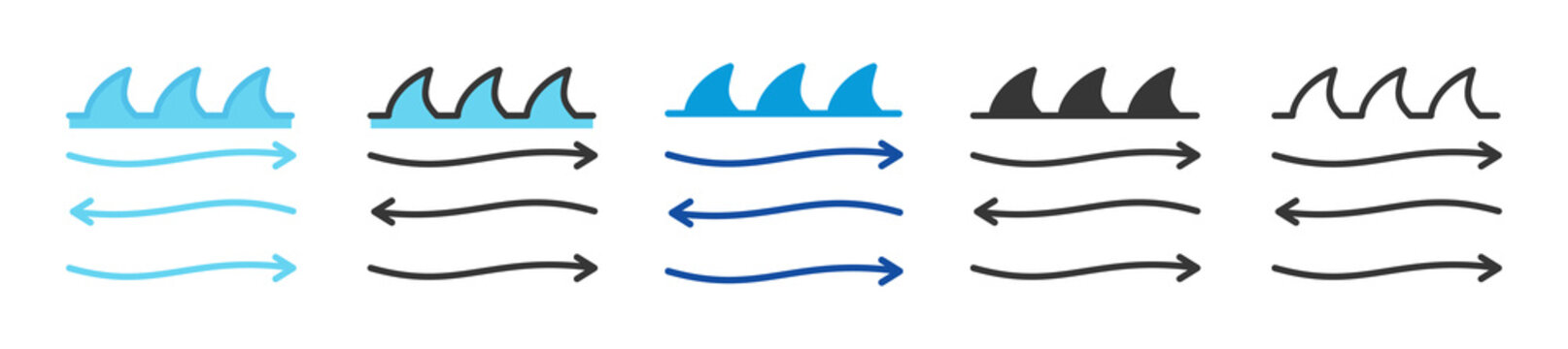 tidal current icon set multi style various collection