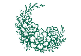 Succulent Rosette hand drawn simple sketch vector illustration