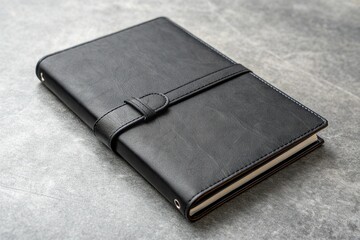 black leather notebook