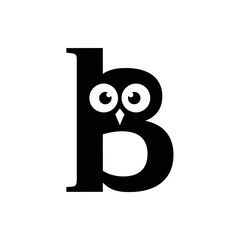 Stylized black letter B with an owl face integrated into its design.