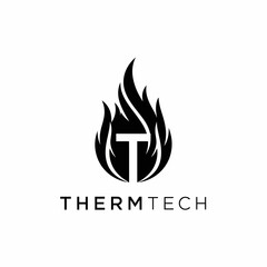 Thermtech Logo Featuring a Stylized Flame with a Letter T.