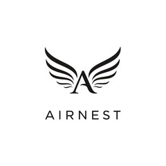 Obraz premium Winged Letter A Logo Design for Airnest Brand.