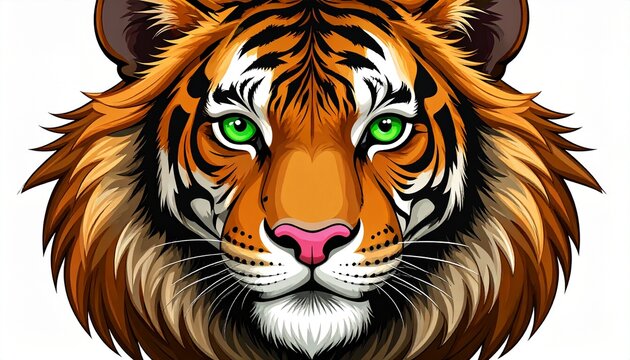 Angry tiger roar vector art isolated on white background, vector illustration. Tiger 