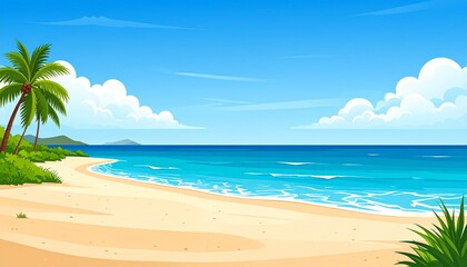 Beautiful Sea Panorama Beach Coast Bay Ocean Landscape vector Illustration 