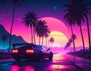 Step into the futuristic world of synthwave design! Experience a unique blend