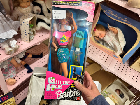 Mesa, Arizona - November 19, 2025: Vintage 1993 Glitter Hair Barbie doll, new and still in the box by Mattel