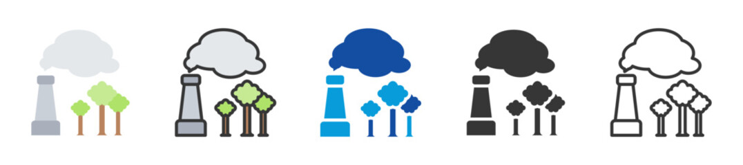 carbon capture icon set multi style various collection