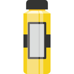 Yellow squeeze bottle with black cap and blank label for condiments or sauces isolated on white background vector illustration