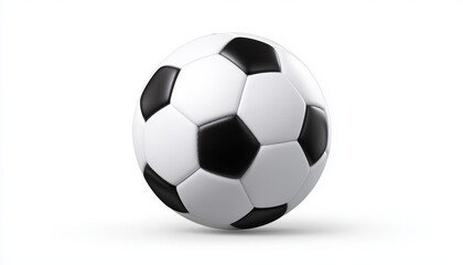 White Background With A Classic Soccer Ball Placed In The Center. The Iconic Black And White Design Stands Out On The Blank Canvas.