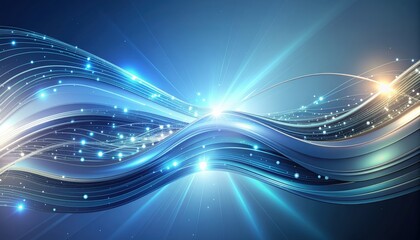 Abstract fractal realms burst with glowing blue light, creating a futuristic energy wave pattern for a technology design wallpaper