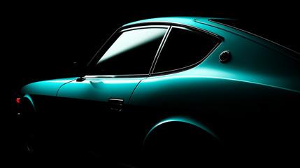 Close-up of a car side with minimal glowing light on dark background highlighting sleek design, modern aesthetic, and futuristic automotive style ideal for transport or technology visuals